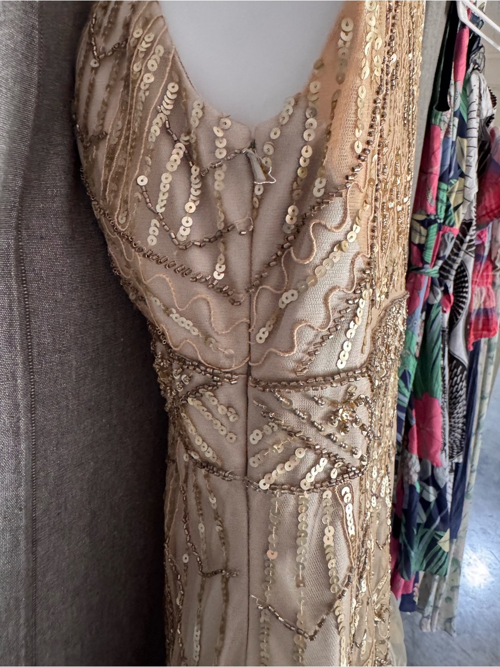 Sue Wong Art Deco Beaded Feather Flapper Wedding Gown Gatsby Dress Sz 6 **READ** - Picture 4 of 13